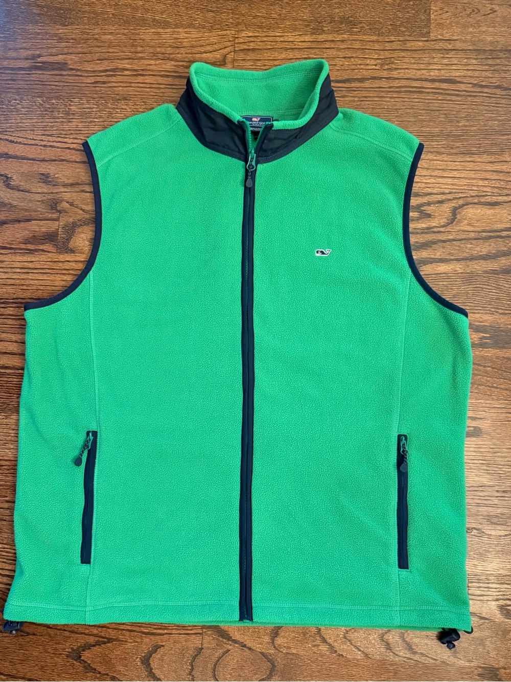 Vineyard Vines Kelly Green Fleece Vest with Navy Trim - Men's